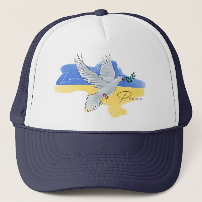 Gorra De Camionero Apoyen a Ucrania Peace Love Sunflowers Dove T-Sh (Anverso)