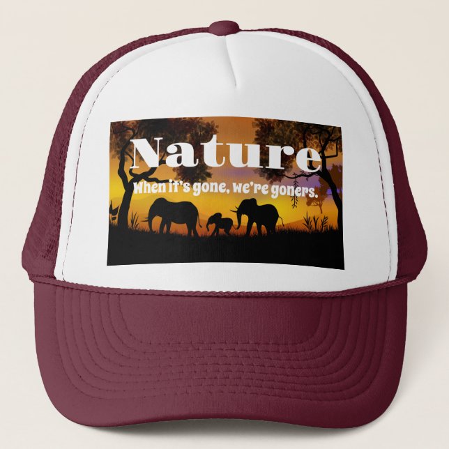 Gorra De Camionero Apreciar la naturaleza y los elefantes (Anverso)