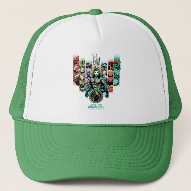 Gorra De Camionero Aquaman | Gráfico "Unite The Kingdoms" Atlanteans (Anverso)