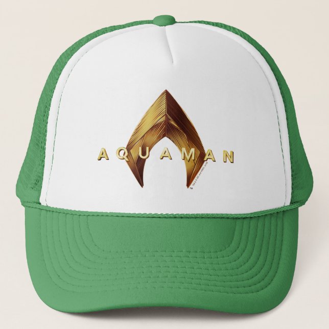 Gorra De Camionero Aquaman | Logotipo de Golden Aquaman (Anverso)