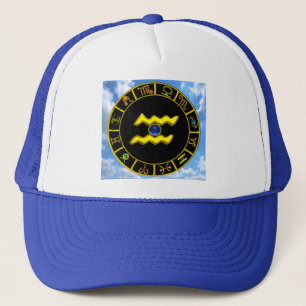 GORRA DE CAMIONERO AQUARIUS/GOLD ZODIAC BIRTHDAY JEWEL