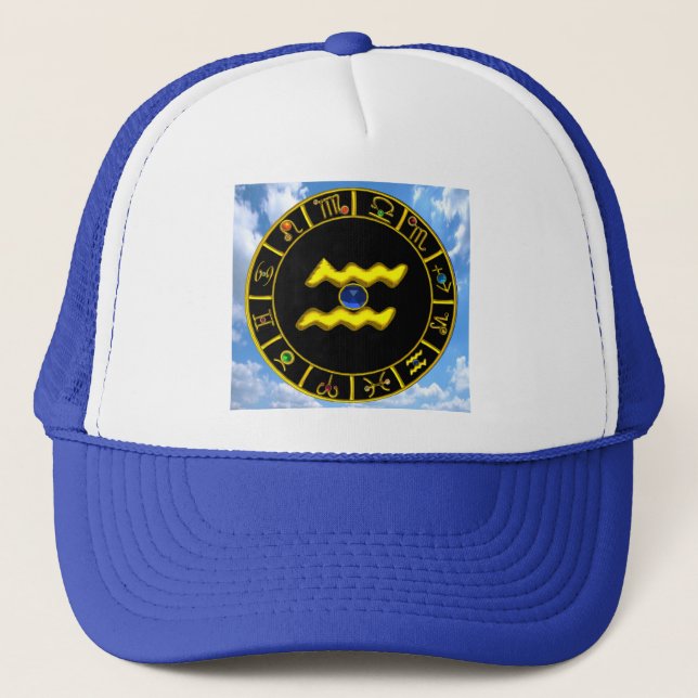 GORRA DE CAMIONERO AQUARIUS/GOLD ZODIAC BIRTHDAY JEWEL (Anverso)