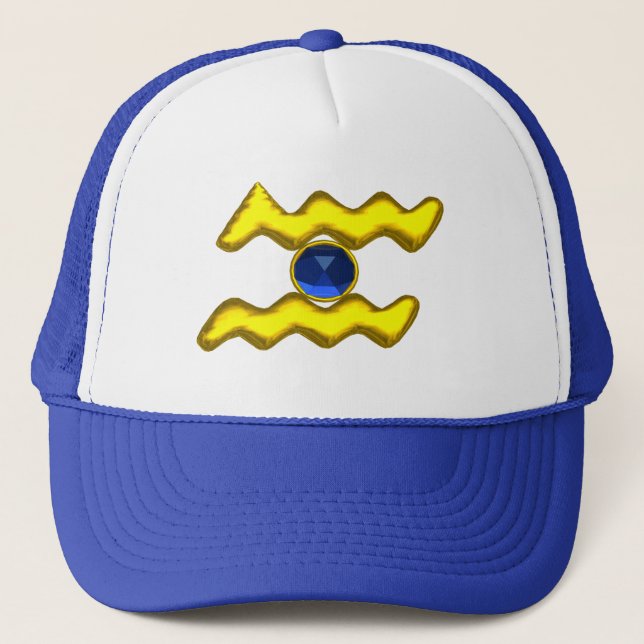 GORRA DE CAMIONERO AQUARIUS/GOLD ZODIAC BIRTHDAY JEWEL (Anverso)