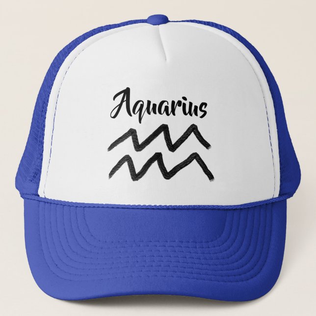 Gorra De Camionero Aquarius Zodiac Rótulo Astrología Horoscopio (Anverso)
