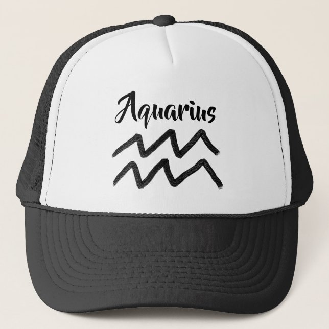 Gorra De Camionero Aquarius Zodiac Rótulo Astrología Horoscopio (Anverso)