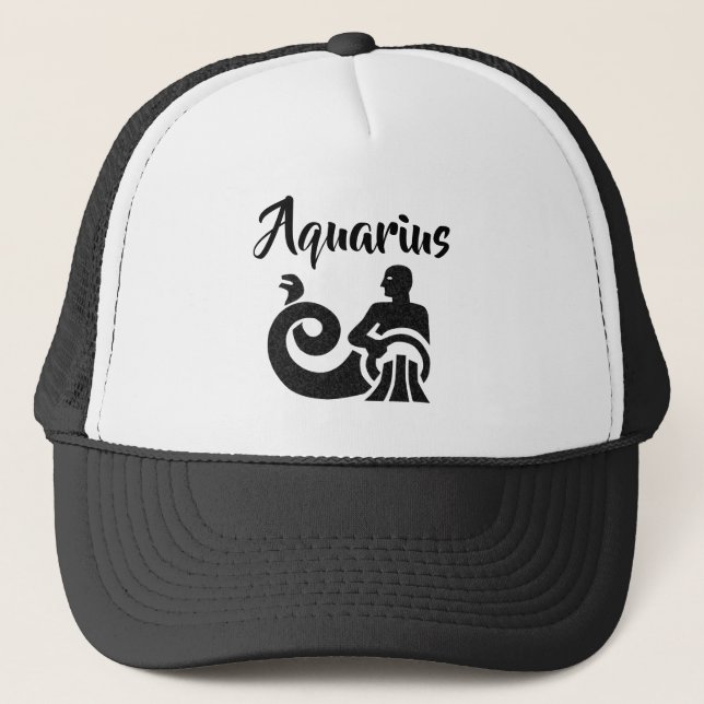 Gorra De Camionero Aquarius Zodiac Rótulo Astrología Horoscopio (Anverso)