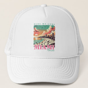 Gorra De Camionero Aquí vamos Miami Florida - Vintage Miami Beach
