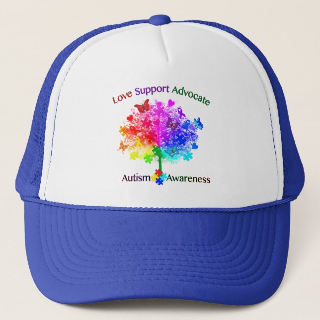Gorra De Camionero Árbol arcoiris de autismo (Anverso)