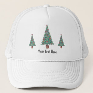 Gorra De Camionero árbol con decoraciones arcos rojos y campanas navi