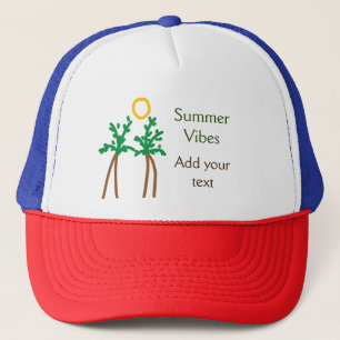 Gorra De Camionero árbol de coco marrón verde vibraciones de verano a