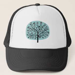 Gorra De Camionero Árbol de flores estilizado - Verde azul claro