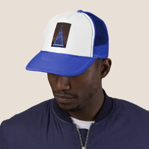 Gorra De Camionero Árbol de Navidad de luces azules