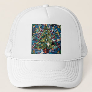 Gorra De Camionero Árbol de Navidad de Vidrio Pintado Estilo Tiffany