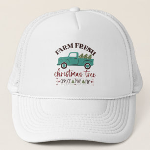 Gorra De Camionero árbol de Navidad fresco de granja festiva