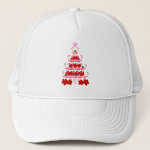 Gorra De Camionero Árbol de Navidad Rosa Flamingo