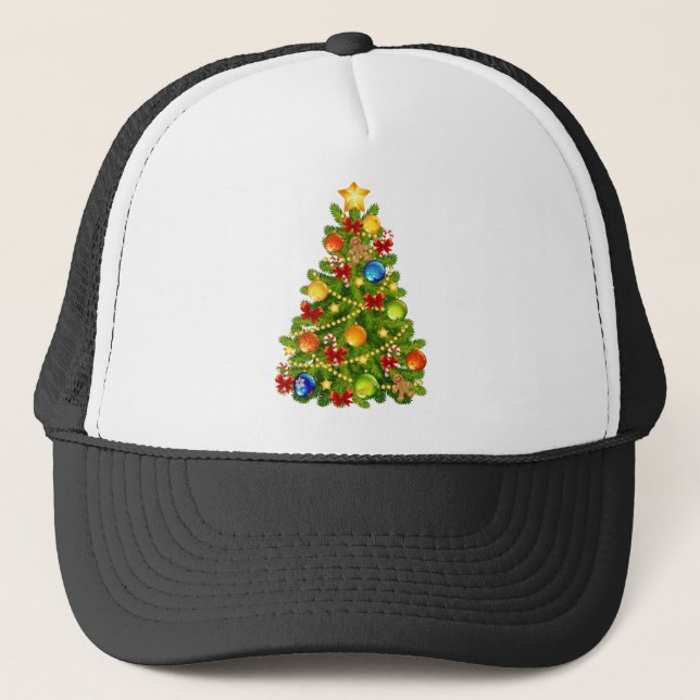 Gorra De Camionero Árbol de Navidad Verde (Anverso)
