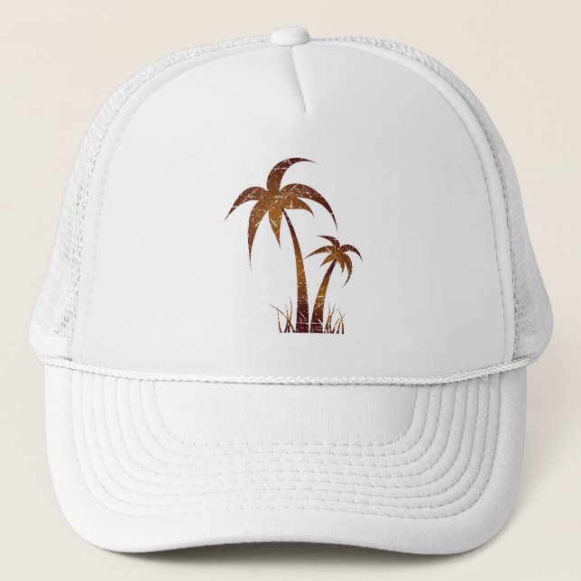 Gorra De Camionero Árbol de palmeras doradas (Anverso)