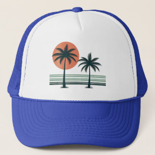 Gorra De Camionero Árbol de palmeras tropicales retro/vintage