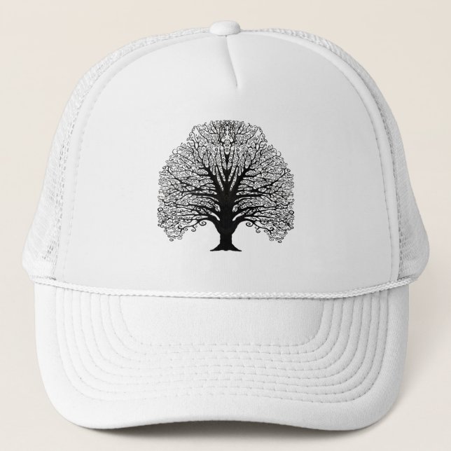 Gorra De Camionero Árbol de Swirl Negro (Anverso)