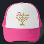 Gorra De Camionero Árbol de vida de Menorah<br><div class="desc">Versión hembra hebrea hebrea hebrea.</div>