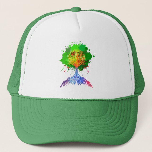Gorra De Camionero Árbol del arco iris de la vida (Anverso)