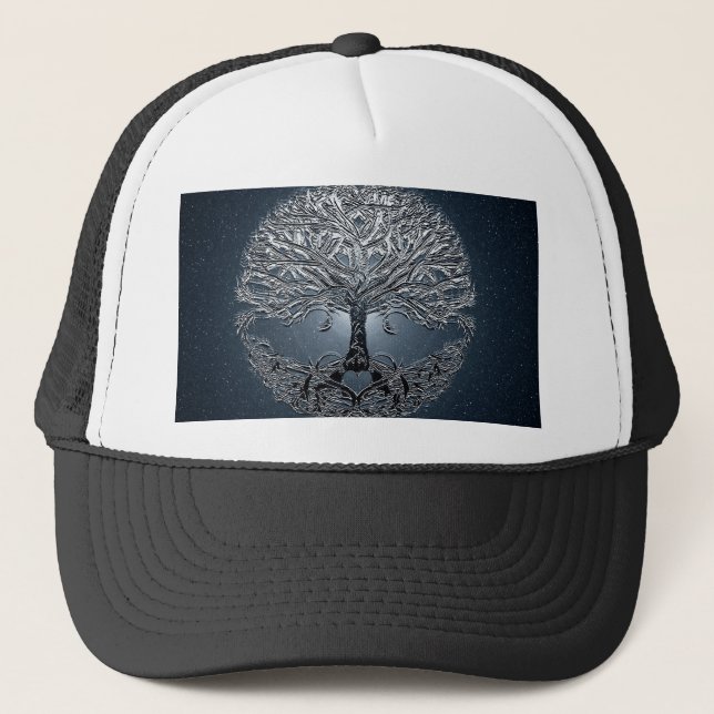 Gorra De Camionero Árbol del azul de Nova de la vida (Anverso)