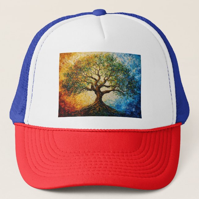 Gorra De Camionero Árbol del conocimiento - Pintura de petróleo (Anverso)