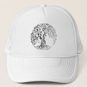 Gorra De Camionero Árbol Mehndi de la vida (Henna) (Plata)