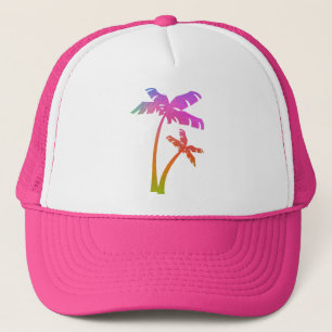 Gorra De Camionero Árbol tropical de palma arcoiris