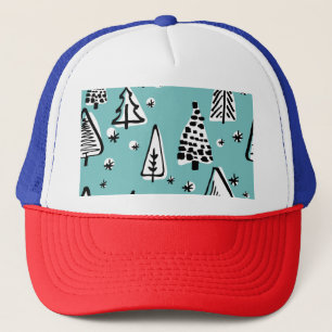 Gorra De Camionero Árboles navideños escandinavos: gráficos antiguos.