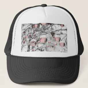 Gorra De Camionero Árboles nevados con adornos dibujando