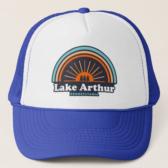 Gorra De Camionero Arco arco iris del lago Arthur Pennsylvania (Anverso)