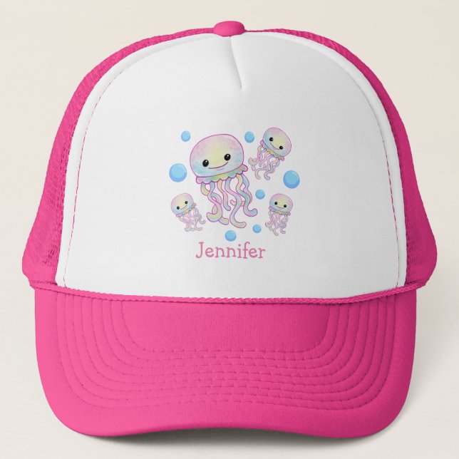 Gorra De Camionero Arco de arcoiris Jellyfish Personalizado (Anverso)