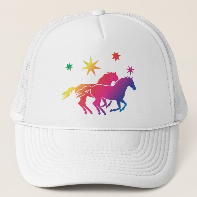 Gorra De Camionero Arco iris caballo (Anverso)