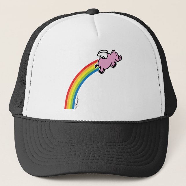 Gorra De Camionero Arco iris del cerdo del vuelo (Anverso)
