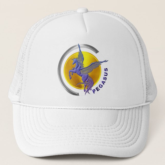 Gorra De Camionero Arco plateado Pegasus con Sol Dorado (Anverso)