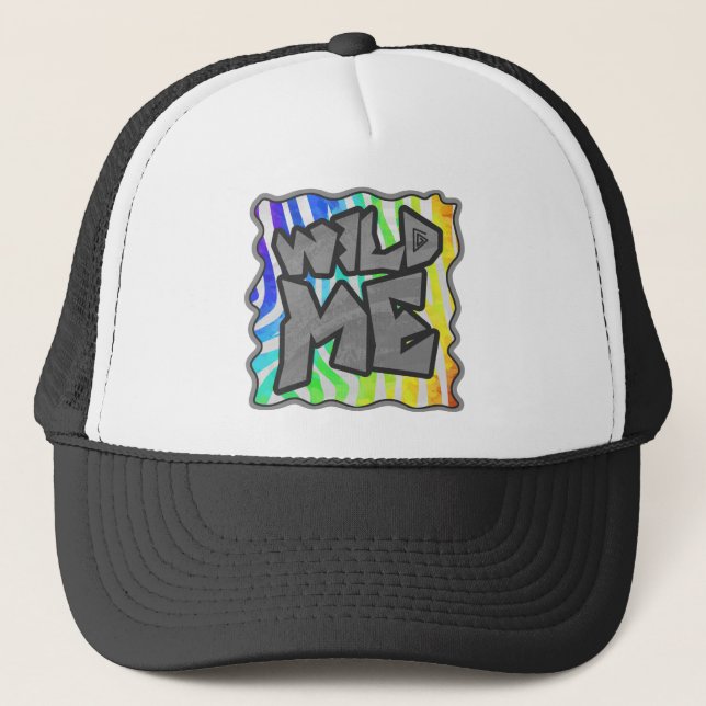 Gorra De Camionero Arcoiris cebra y tinta blanca salvaje me (Anverso)