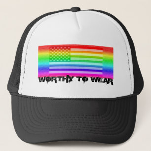 Gorra De Camionero Arcoiris de la bandera de los EE.UU. - Vale la pen