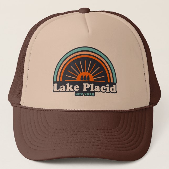 Gorra De Camionero Arcoiris de Lake Placid Nueva York (Anverso)