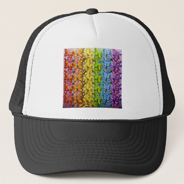 Gorra De Camionero Arcoiris de mariposas (Anverso)