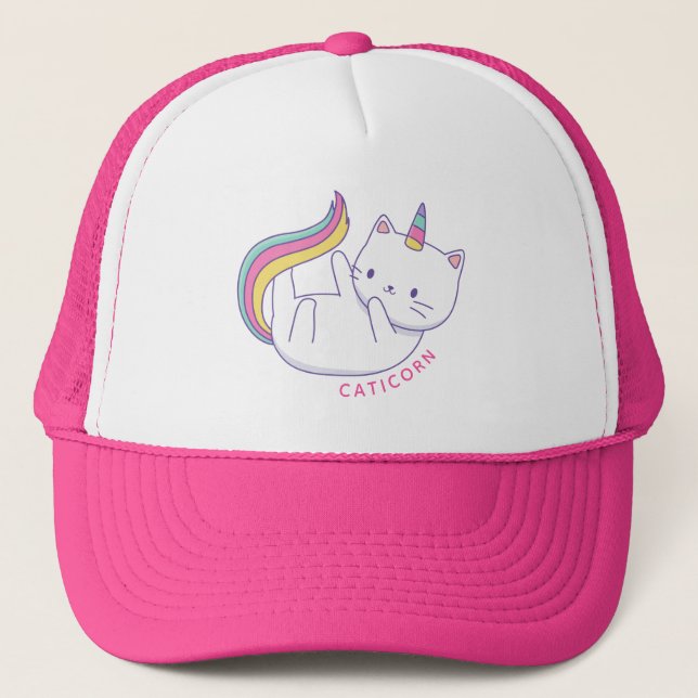 Gorra de camionero arcoíris Meowgical Caticorn (Anverso)