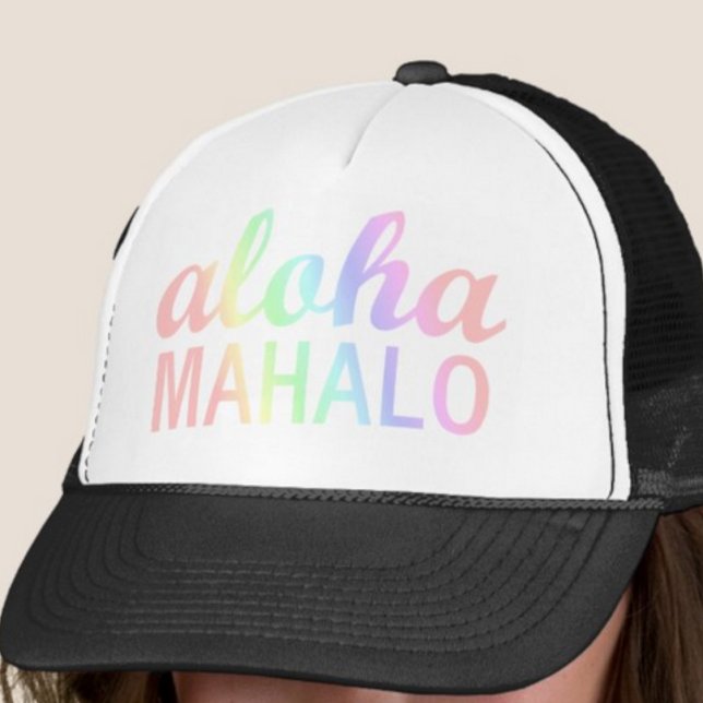 Gorra De Camionero Arcoíris Pastel Aloha Mahalo Hawaiano ("Everyday is abundantly beautiful." 
Sincerely Best Wishes from Lucky Design World)