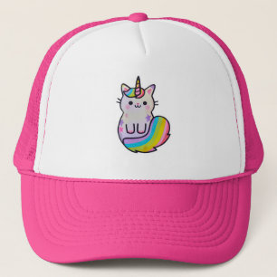 Gorra De Camionero Arcoiris unicornio de gato blanco