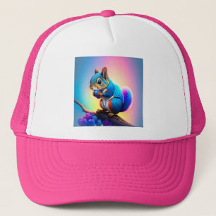 Gorra De Camionero Ardilla Azul Comiendo Una Fruta-323232