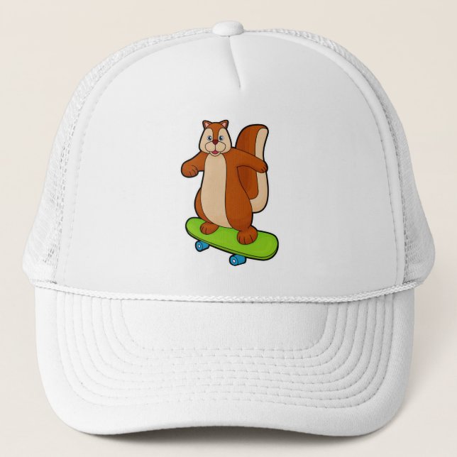 Gorra De Camionero Ardilla como patinador con patineta (Anverso)