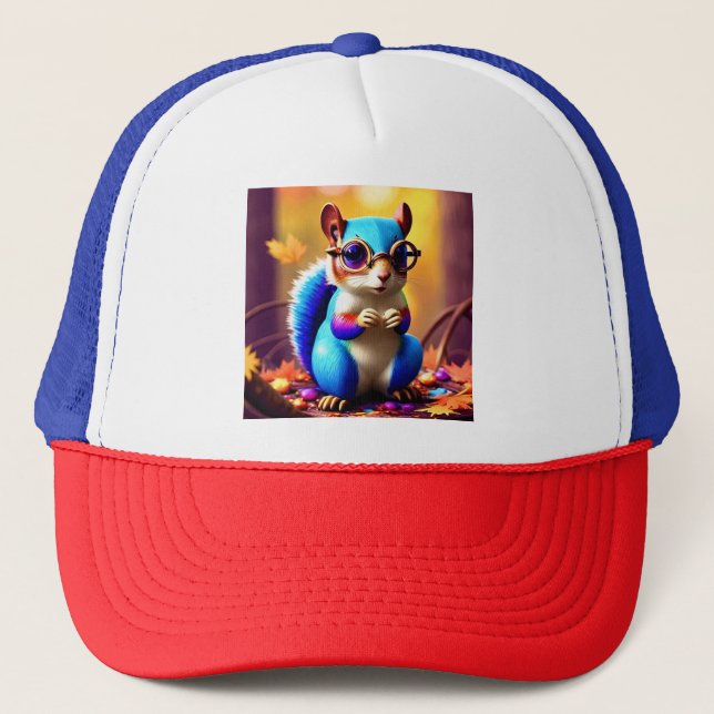 Gorra De Camionero Ardilla de desenfoque suave con gafas (Anverso)