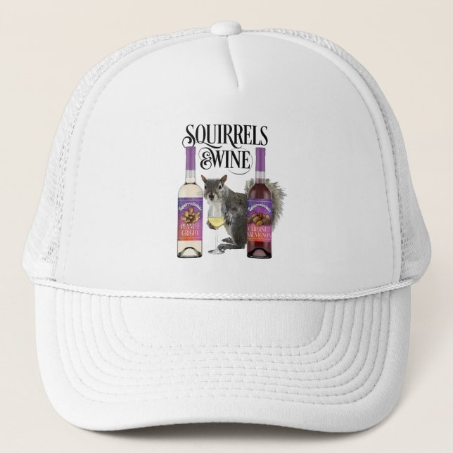 Gorra De Camionero Ardillas y vino - Amante divertida ardilla y vino  (Anverso)