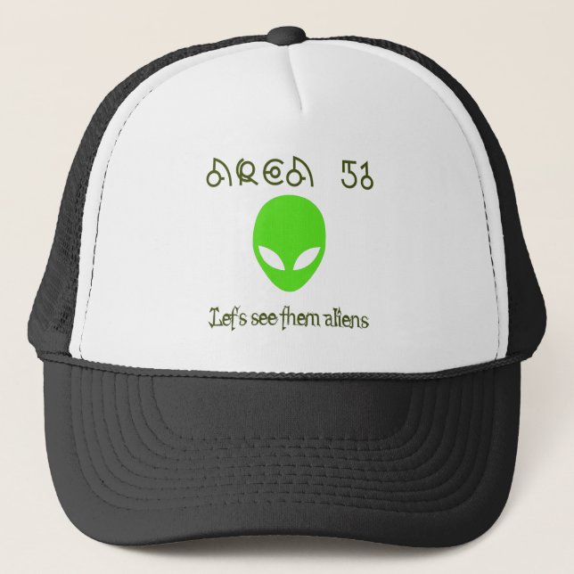Gorra De Camionero Área 51 Veamos a los alienígenas (Anverso)