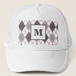 Gorra De Camionero Argyle Cuadros Rojo Gris Plateado Golf Monograma P