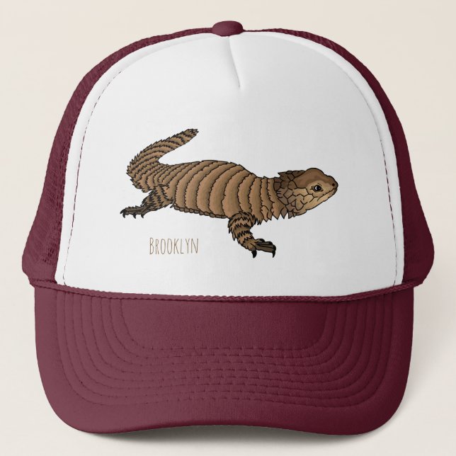 Gorra De Camionero Armadillo girdled lizard cartoon illustration (Anverso)